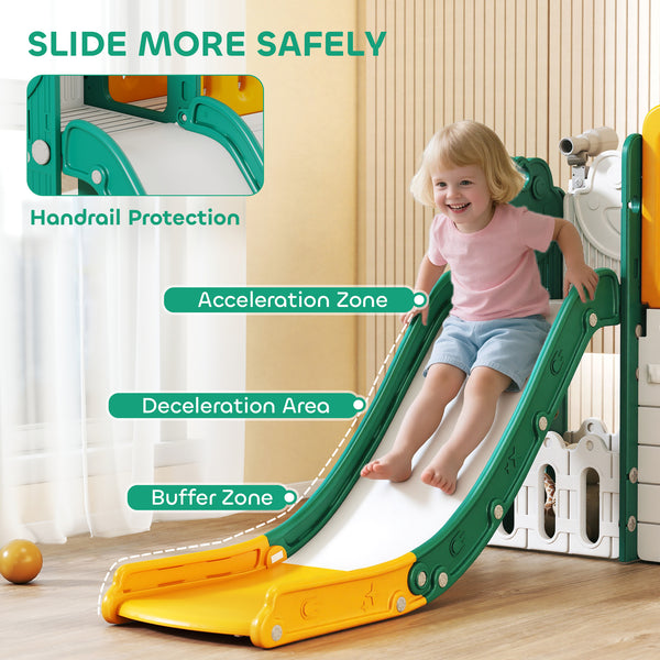 Toboggan 7 en 1 pour tout-petits jaune/vert