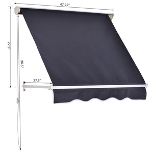 Auvent rétractable de 3,9 x 2,3 pieds, gris foncé