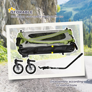 Remorque vélo pour chien 2 en 1 avec réflecteurs de roue universels, pour chiens de petite et moyenne taille, vert
