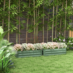 Ensemble de 2 jardinières surélevées en acier, vertes