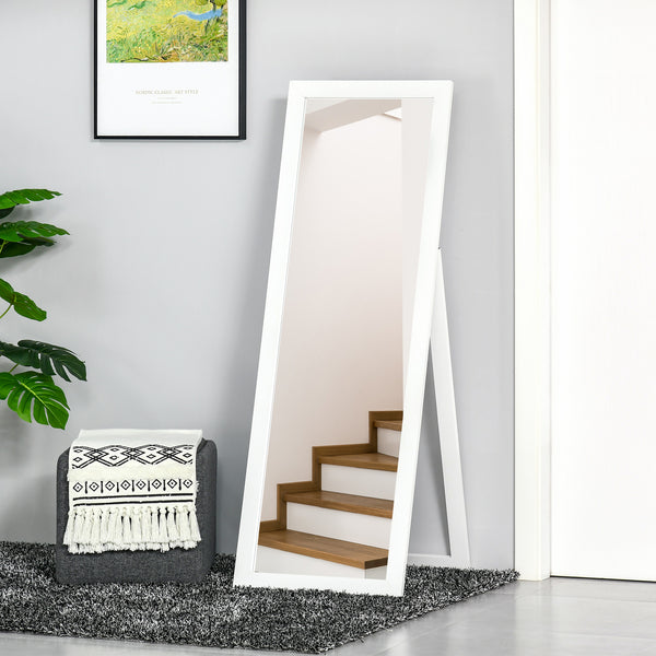 Standing mirror with frame, white