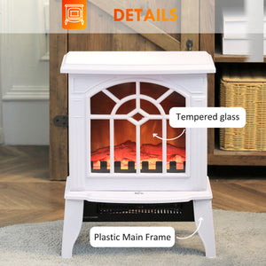 Poêle-cheminée autonome blanche avec flamme réaliste 750 W/1 500 W