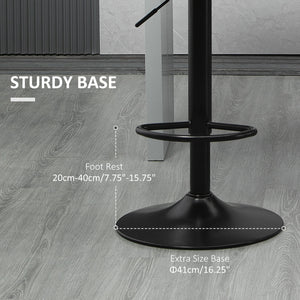 Set of 2 swivel bar stools with footrest, black