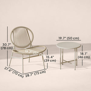 Ensemble bistrot en rotin, ensemble de 3 meubles de jardin, gris clair