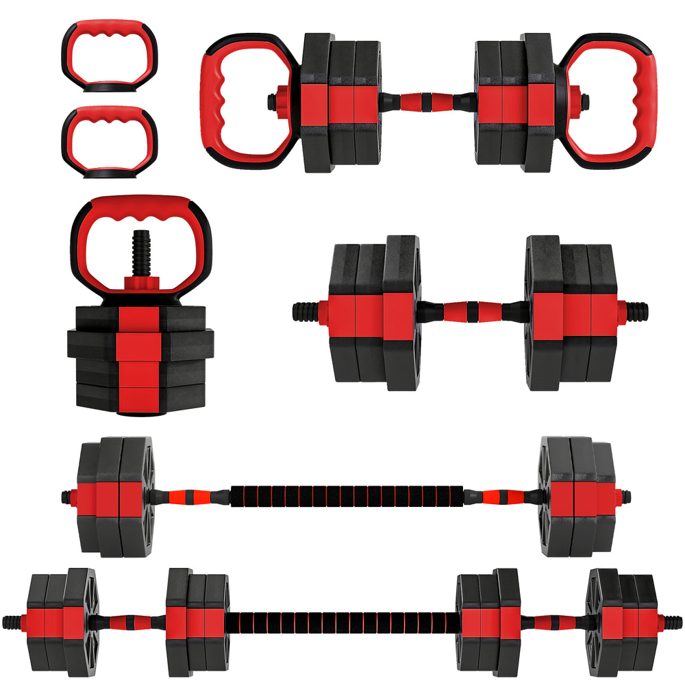 Ensemble d’haltères ajustables 6 en 1 de 44 lb avec barre, kettlebell et supports à pompes