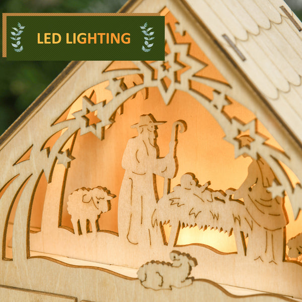 Calendrier de l'Avent de Noël en bois de 24 jours illuminé
