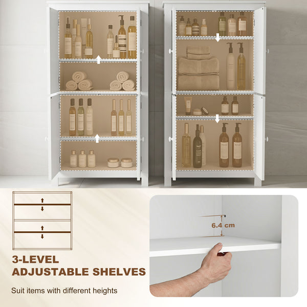 Armoire de salle de bain à 4 portes, blanche