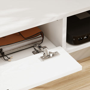 47" Floating Wall Mounted TV Stand with Drop-Down Drawer and 2 Open Shelves, White