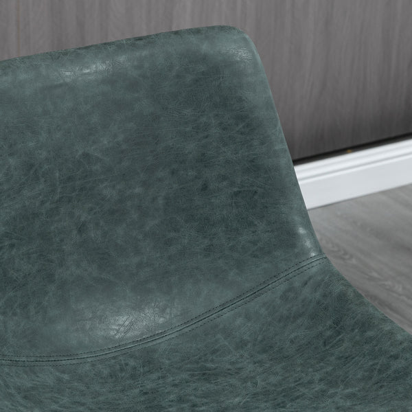 Set of 2 vintage-style bar stools in faux leather, dark green