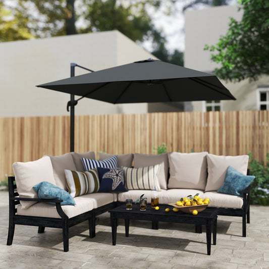 Outsunny 8 FT Aluminum Cantilever Patio Umbrella with 360° Rotation, Cross Base, Crank and Tilt for Garden, Patio, Dark Gray |