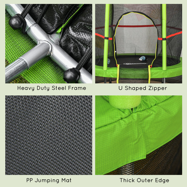 55" Kids Trampoline with Enclosure Net, Green