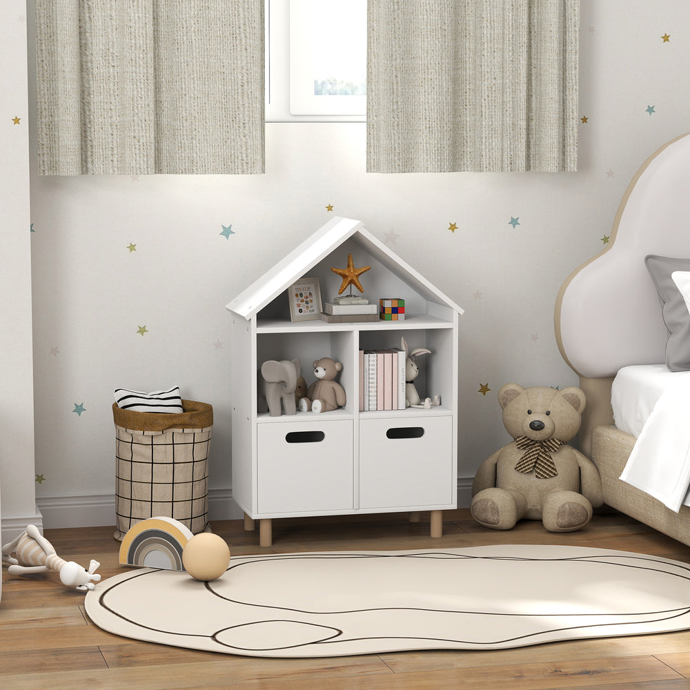 3-Tier Bookcase with Two Drawers for Children's Room, White