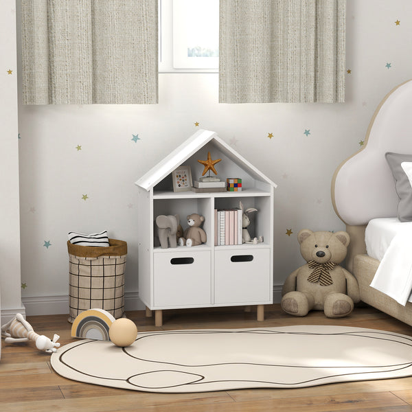 3-Tier Bookcase with Two Drawers for Children's Room, White