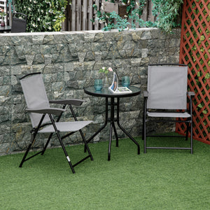 Table de patio ronde avec plateau en verre trempé