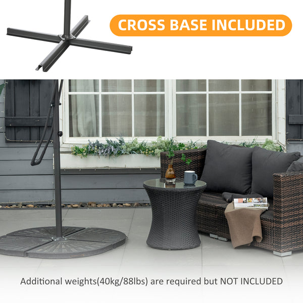 Parasol déporté de 8 pieds avec base en croix, gris foncé