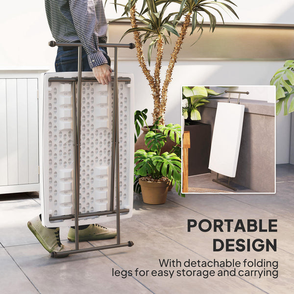 Table pliante d'extérieur réglable en 3 niveaux, blanche