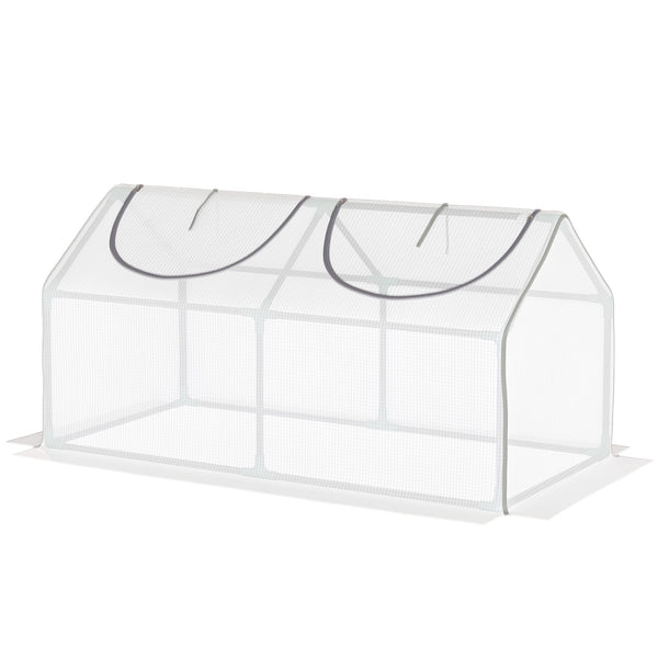 Portable mini tunnel greenhouse with 2 windows