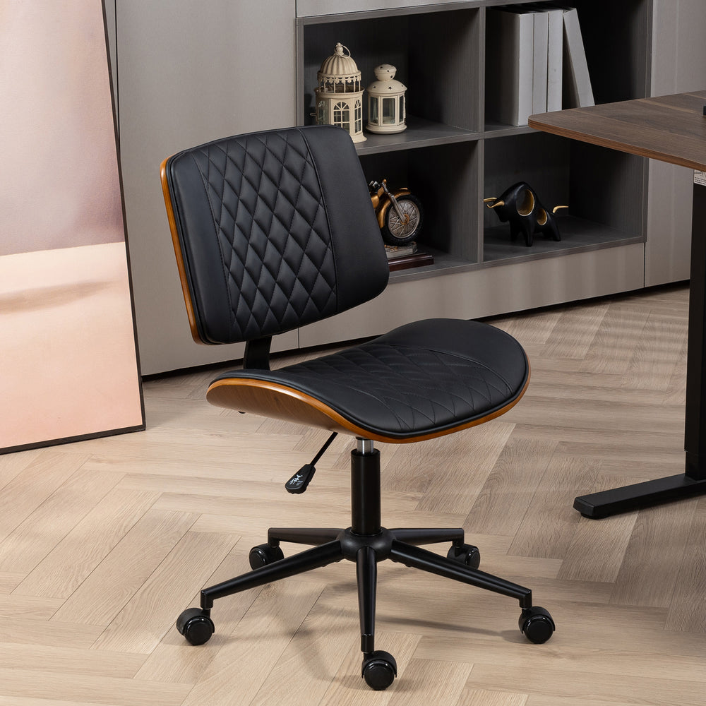 Chaise de bureau en cuir synthétique, hauteur réglable, pivotante, noire
