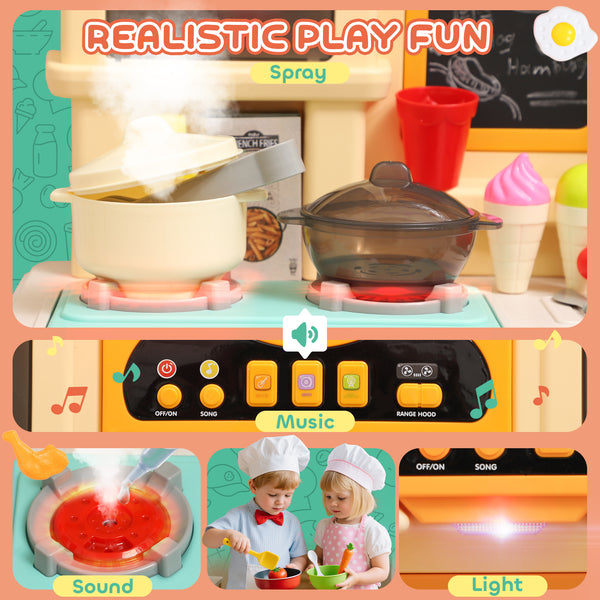 Cuisine pour enfant avec sons, lumières et accessoires, rose