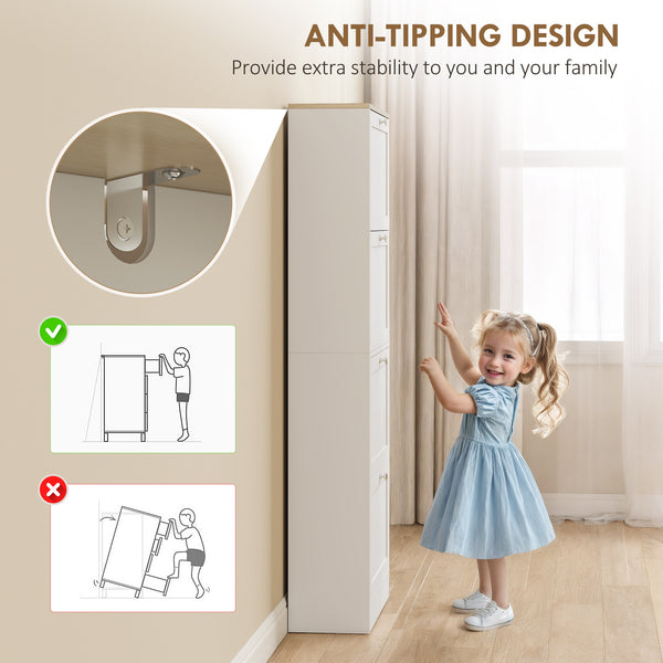 Meuble à chaussures moderne avec 4 tiroirs à charnières et étagères réglables, pour 18 à 24 paires de chaussures, blanc