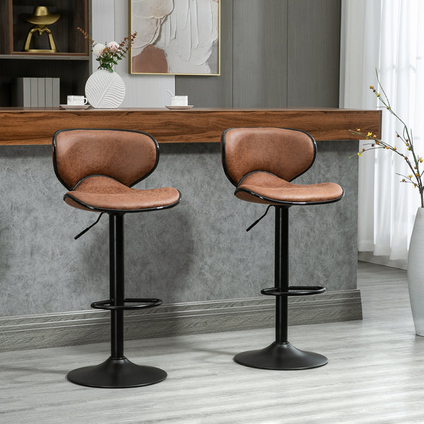 Set of 2 height-adjustable bar stools with swivel seats