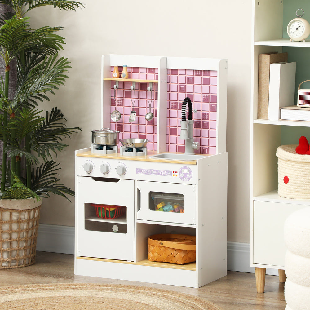 Cuisine enfant avec lumières et sons réalistes, évier, four, cuisinière, blanc