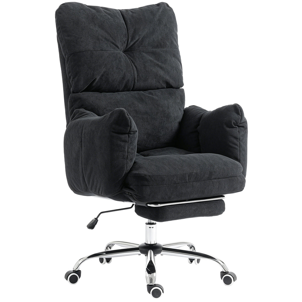 Fauteuil de bureau inclinable à 155° avec repose-pieds, noir