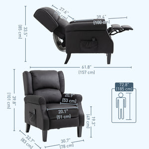 Fauteuil massant inclinable à dossier relevable, noir