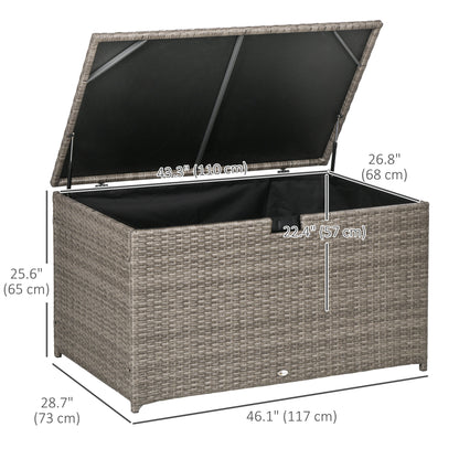 Coffre de rangement extérieur 113 gallons en rotin, gris mélangé