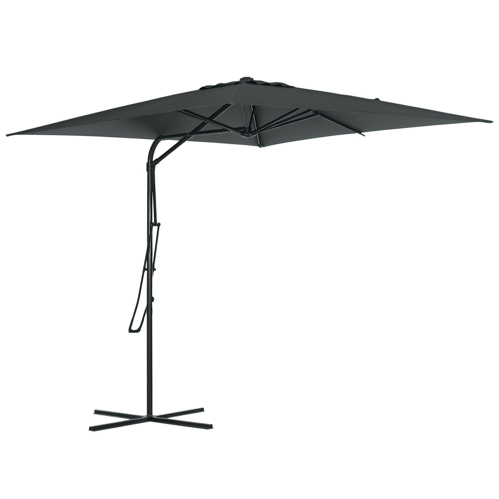Parasol déporté de 8 pieds avec base en croix, gris foncé