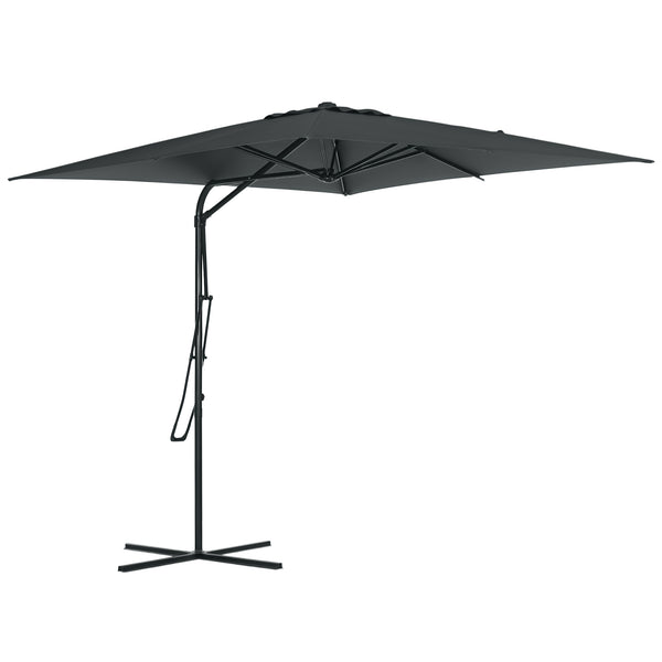 Parasol déporté de 8 pieds avec base en croix, gris foncé