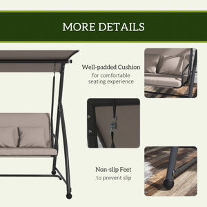 3 Seater Porch Swing Convertible Swing Chair Bed Cushioned Light Brown