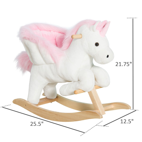 Unicorn Plush Rocking Horse for Kids Room, Pink