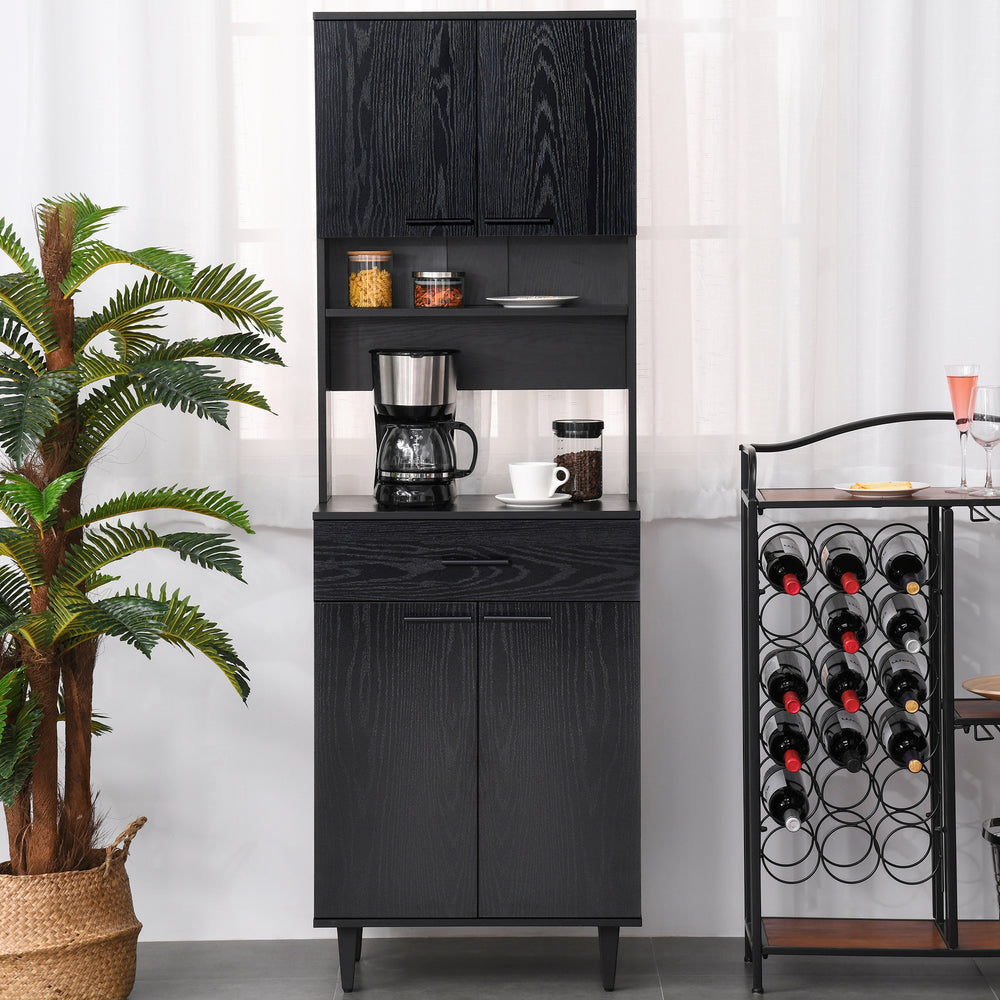 Buffet de cuisine avec comptoir micro-ondes, noir