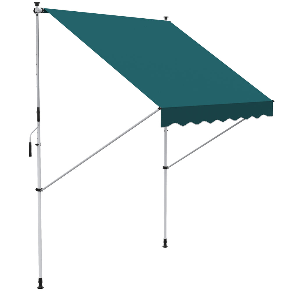 6.6'x5' Manual Retractable Patio Awning Window Door Sun Shade Deck Canopy Shelter Water Resistant UV Protector Green