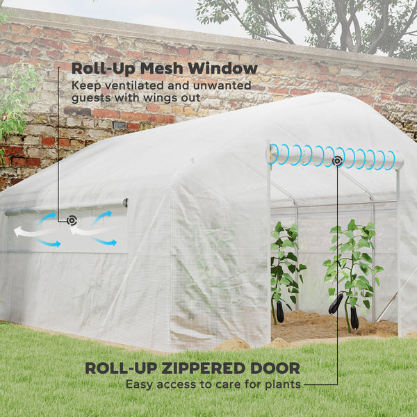 Tunnel greenhouse with structure and windows made of UV and wind resistant galvanized steel