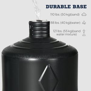 Sac de frappe autoportant, réglable en hauteur avec base remplissable, enveloppé de polyuréthane