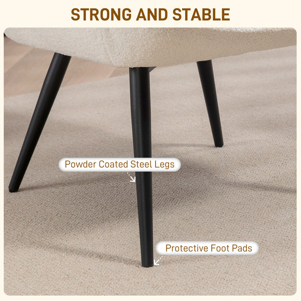 Fauteuil d'appoint Sherpa rembourré à oreilles moelleux, blanc crème