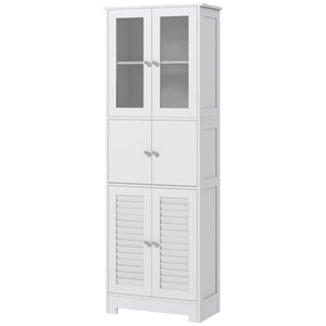 Meuble de salle de bain autoportant avec portes vitrées et à persiennes