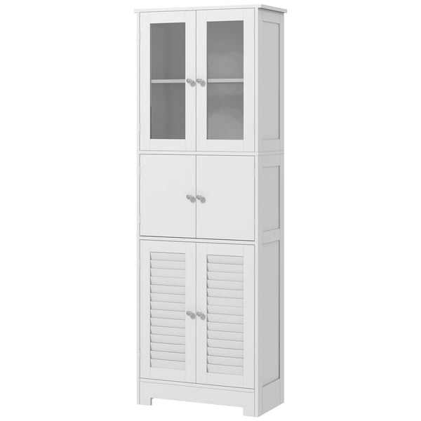 Meuble de salle de bain autoportant avec portes vitrées et à persiennes
