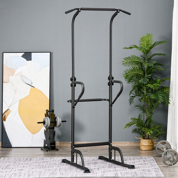 Station de dips avec barre de traction, noir