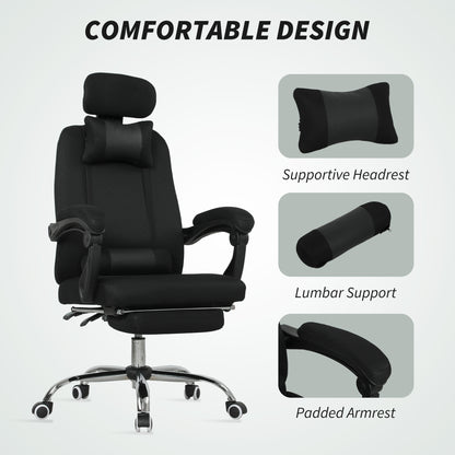 Ergonomic High Back Office Chair with Footrest and Lumbar Support, Black
