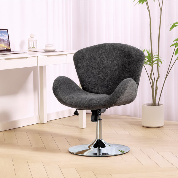 Swivel office chair in velvet with wide seat, dark grey.