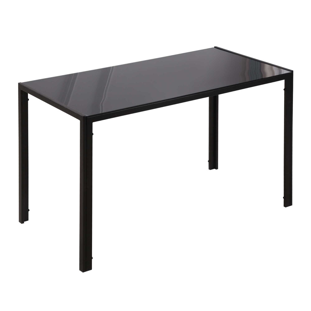 Table de cuisine rectangulaire pour 2 à 4 personnes avec plateau en verre trempé, noire