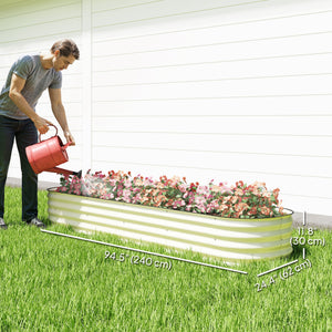 Jardinière surélevée galvanisée avec bordure de sécurité, blanc crème