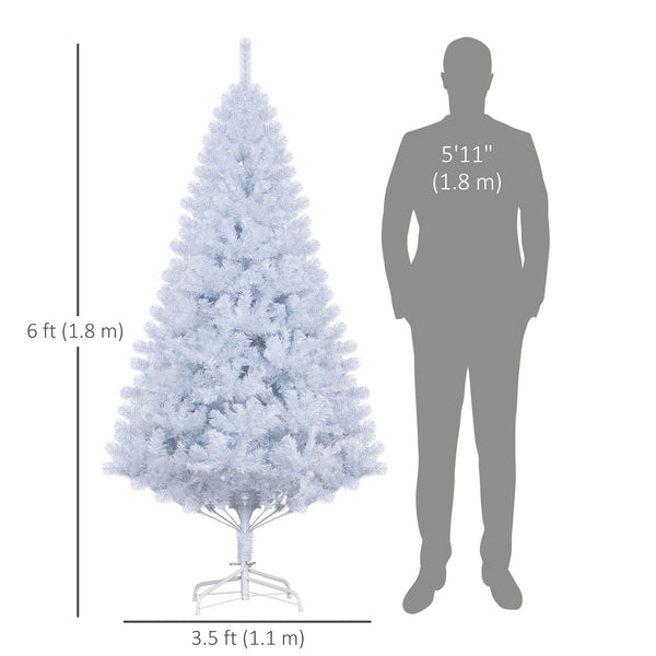 Sapin de Noël artificiel blanc de 6 pieds avec support en métal