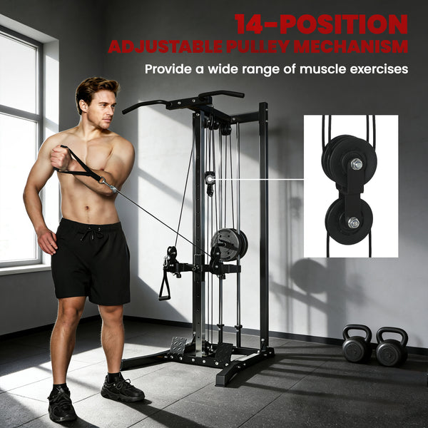 Système de poulie double avec barre de traction et 14 positions réglables