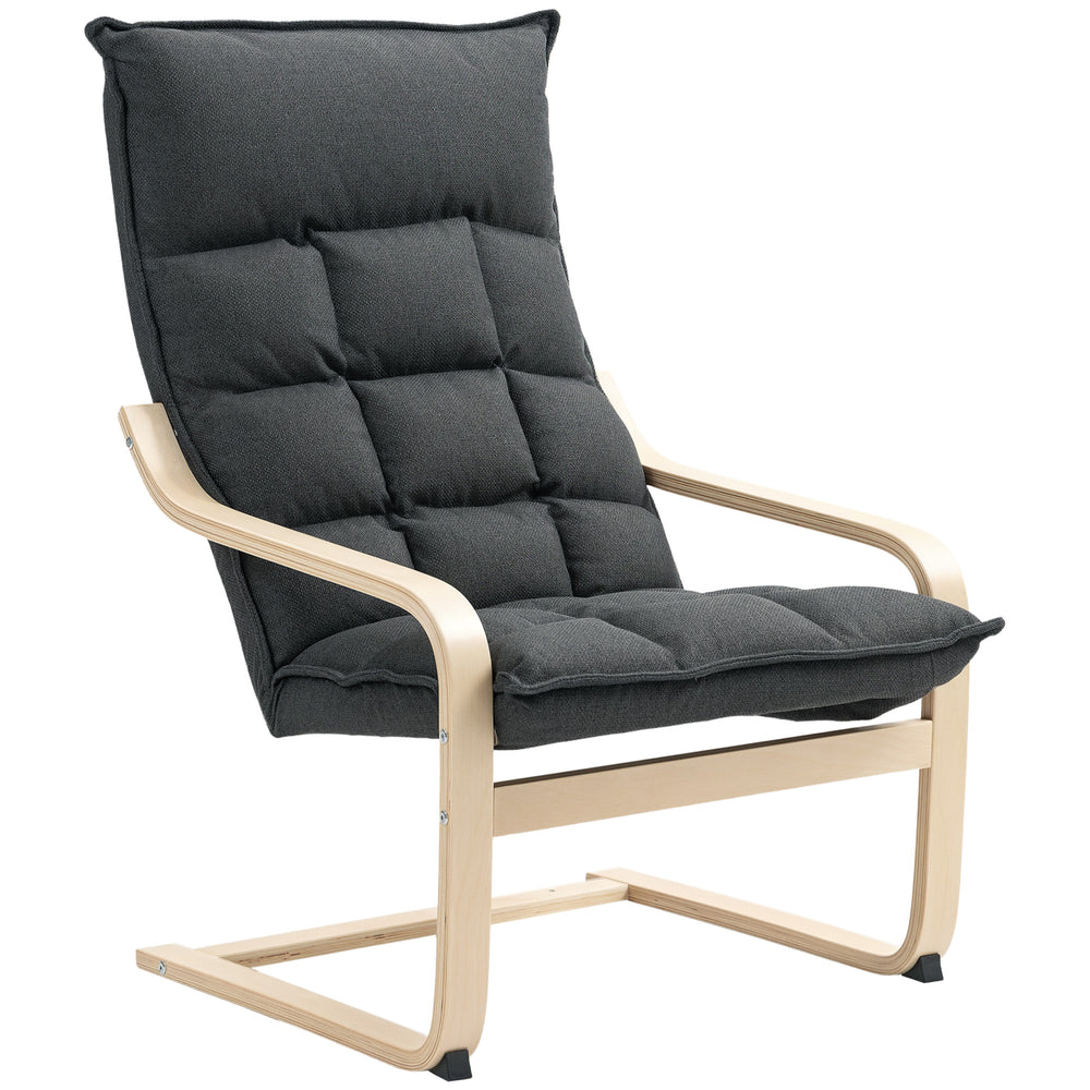Fauteuil d'appoint rembourré avec pieds et accoudoirs incurvés, gris foncé