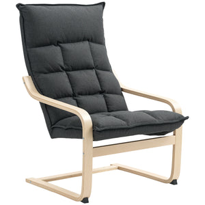 Fauteuil d'appoint rembourré avec pieds et accoudoirs incurvés, gris foncé