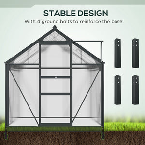 Garden greenhouse with sliding door, grey